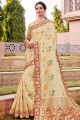 Silk Saree with Embroidered in Cream