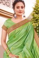 Silk Light Green Saree in Embroidered