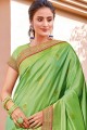 Silk Light Green Saree in Embroidered