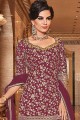 Wine  Sharara Suit in Net with Net