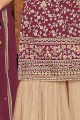 Wine  Sharara Suit in Net with Net