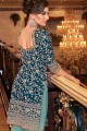 Blue Sharara Suit with Net