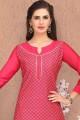 Dark Pink Churidar Suit in Silk with Chanderi