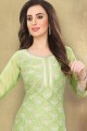 Silk Chanderi Light Green Churidar Suit with dupatta