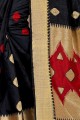Weaving Saree in Black Cotton