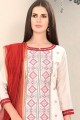 Chanderi Silk Straight Pant Suit in White