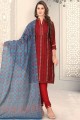 Red Chanderi Silk Churidar Suit