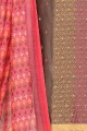 Silk Brown Straight Pant Suit in Chanderi