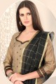 Light Brown Straight Pant Straight Pant Suit in Silk with Chanderi
