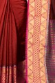 Red Weaving Saree in Khadi & Silk