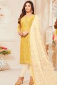 New Yellow Churidar Suit in Silk with Silk