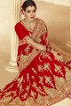 Stylish Saree in Red Georgette with Embroidered