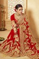Luring Embroidered Saree in Red Georgette