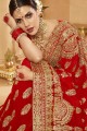 Latest Saree in Red Georgette with Embroidered