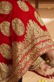 Alluring Red Embroidered Saree in Georgette