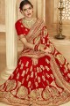 Latest Georgette Embroidered Red Saree with Blouse