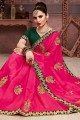 Latest Ethnic Embroidered Art Silk Saree in Rani Pink with Blouse