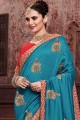 Saree in Blue Art Silk with Embroidered