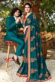 Embroidered Art Silk Blue Saree Blouse