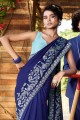 Royal Blue Saree in Art Silk with Embroidered