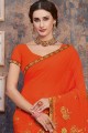 Luring Orange Embroidered Saree in Georgette