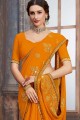 Georgette Saree in Musturd Yellow with Embroidered
