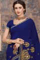 Latest Blue Embroidered Georgette Saree