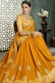 Art Silk Saree with Embroidered in Musturd Yellow