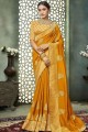 Art Silk Saree with Embroidered in Musturd Yellow