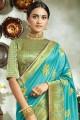 Embroidered Saree in Sky Blue Art Silk