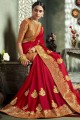 Ethinc Embroidered Art Silk Red Saree Blouse