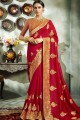 Ethinc Embroidered Art Silk Red Saree Blouse