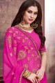 Georgette Embroidered Rani Pink Saree with Blouse