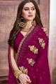 Embroidered Georgette Magenta Pink Saree Blouse