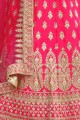 Rani pink Satin and silk Bridal Lehenga Choli