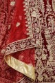 Latest Ethnic Maroon Velvet Bridal Lehenga Choli