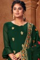 Georgette Palazzo Suit in Green Georgette