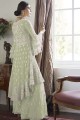 Pastel Green Palazzo Suit in Net with Net