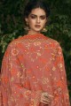 Silk Sharara Suit in Rust Red with Silk