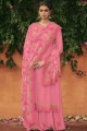 Silk Sharara Suit in Pink with Silk
