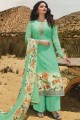 Crepe Palazzo Suit in Sea Green with Crepe