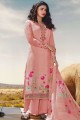 Baby Pink Crepe Palazzo Suit with dupatta