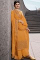 Yellow Palazzo Suit in Satin Georgette