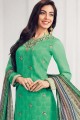 Georgette Straight Pant Straight Pant Suit in Green Georgette