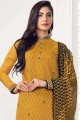 Georgette Straight Pant Suit in Mustard Yellow with Georgette
