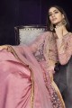 Pink Net Churidar Anarkali Suit