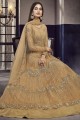 Art Silk Net Occur Yellow Anarkali Suit dupattta