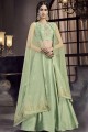 Satin Light Green Anarkali Suit in Satin