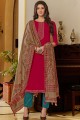 Dark Pink Palazzo Suit in Cotton