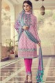 Light Pink Straight Pant Suit in Georgette Jacquard